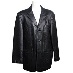 J FERRAR SZ Lg Lambskin Leather Men's Black Sport Jacket